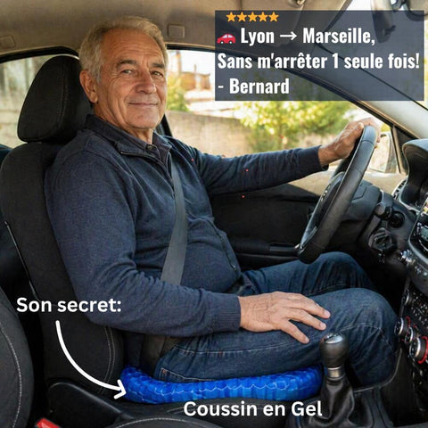 Coussin de Voiture Ergonomique en Gel — Soutien Lombaire & Confort Long Trajet