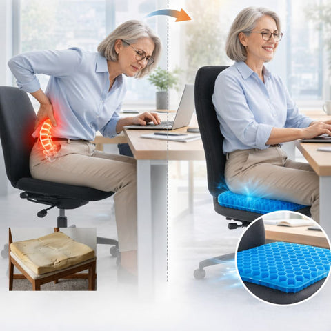 Coussin Ergonomique en Gel — Soulagement Sciatique, Coccyx & Anti-Escarre
