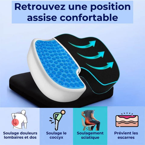 coussin anti escarre, galette de chaise en Gel, coussin sciatique chaise anti escarre, coussin coccyx, coussin chaise lombaire, coussin nid abeille, coussin sciatique