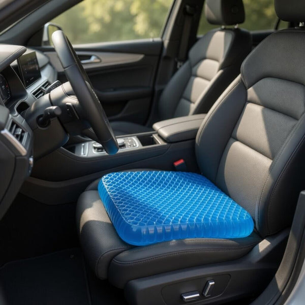Coussin de Voiture Ergonomique en Gel — Soutien Lombaire & Confort Long Trajet
