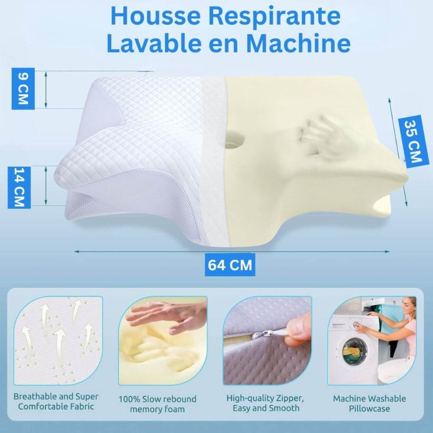 Housse Oreiller Papillon, Housse oreiller Cervical, Taie Oreiller Cervical