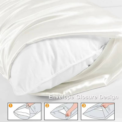 Housse Oreiller Satin, Taie Coussin Blanche