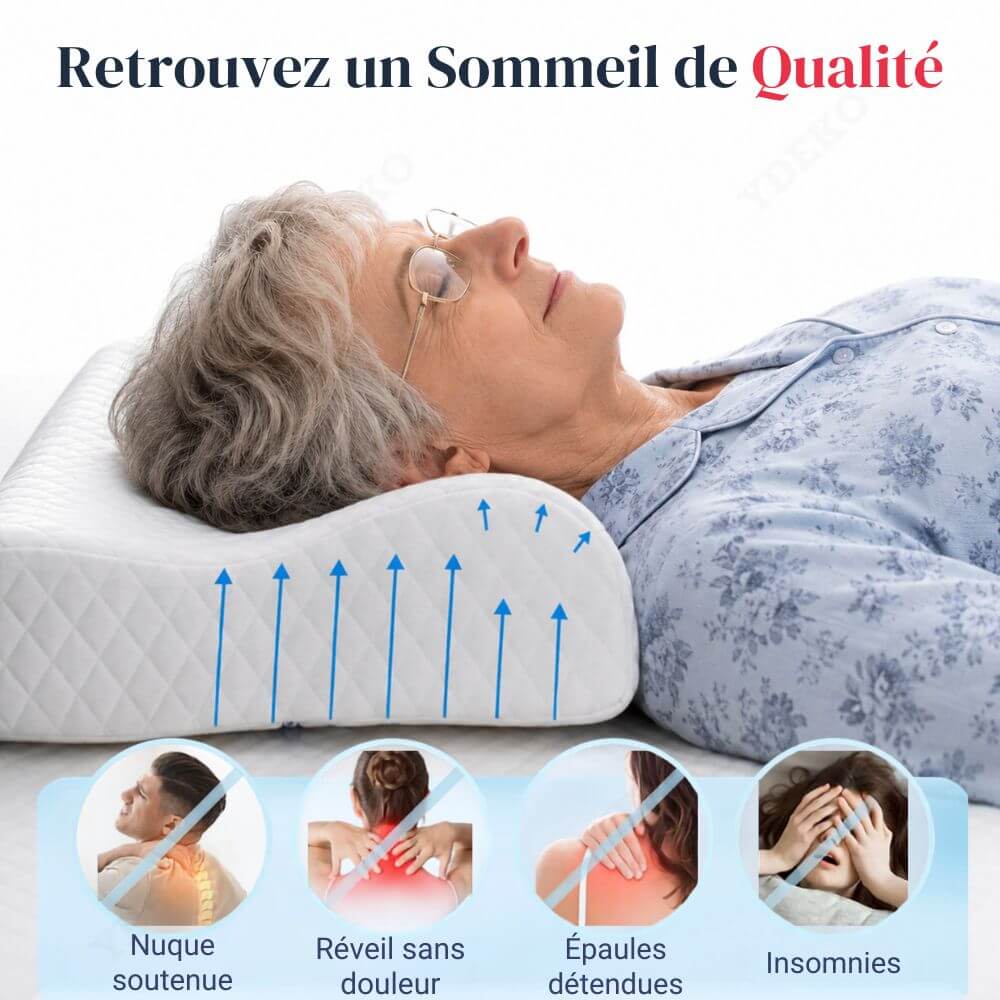 Oreiller Cervical Ergonomique, Oreiller Memoire de Forme, Oreiller arthrose cervicale 
