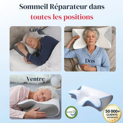 Oreiller Cervical Ergonomique - Design Papillon