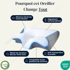 Oreiller Cervical Ergonomique - Design Papillon