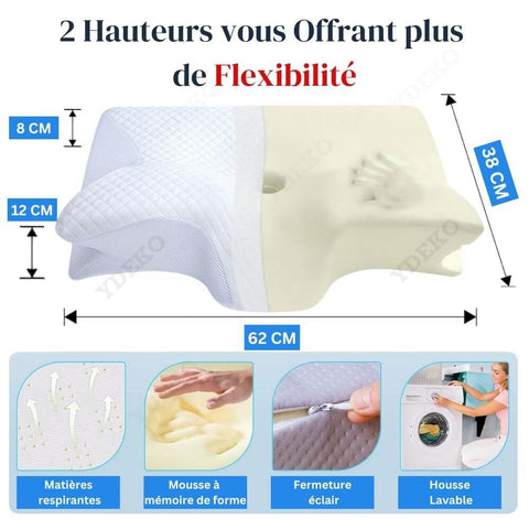 Oreiller Cervical Ergonomique - Design Papillon