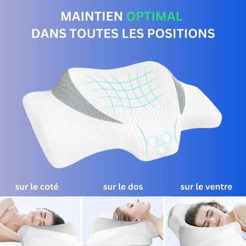 Hypuno Oreiller Cervical Ergonomique Mémoire De Forme - Soulage Douleurs Nuque Bi-Hauteur Housse Rafraîchissante