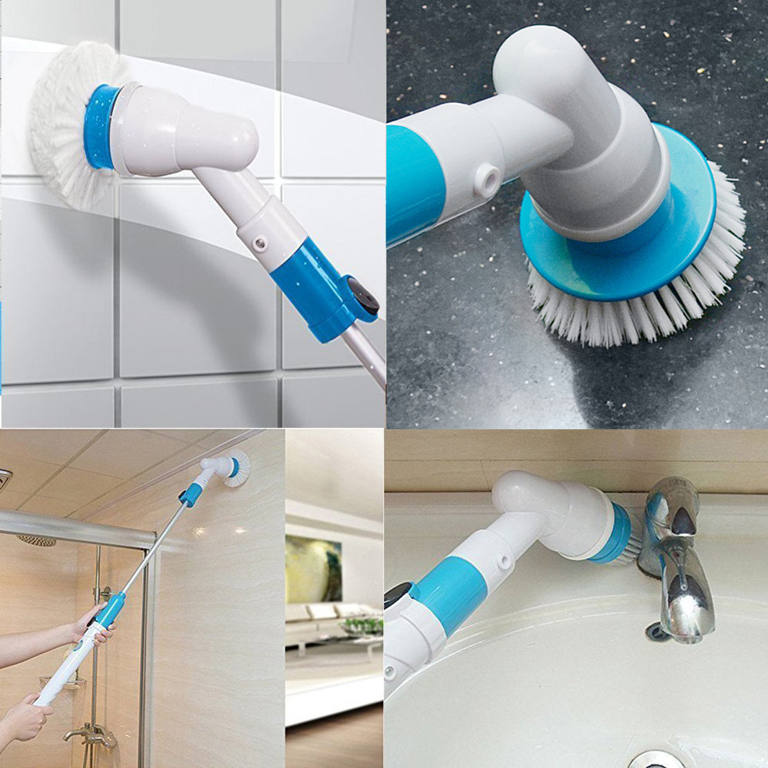 Brosse de nettoyage électrique sans fil pour salle de bain avec 4